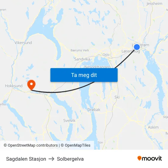 Sagdalen Stasjon to Solbergelva map