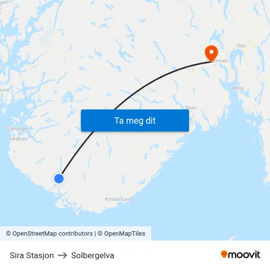 Sira Stasjon to Solbergelva map