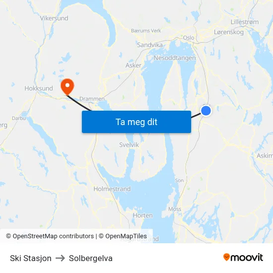 Ski Stasjon to Solbergelva map