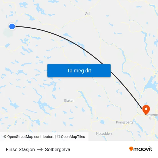 Finse Stasjon to Solbergelva map