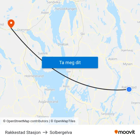 Rakkestad Stasjon to Solbergelva map