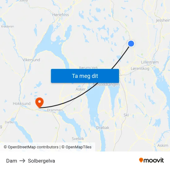 Dam to Solbergelva map