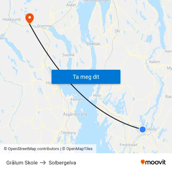 Grålum Skole to Solbergelva map