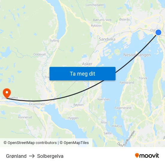Grønland to Solbergelva map