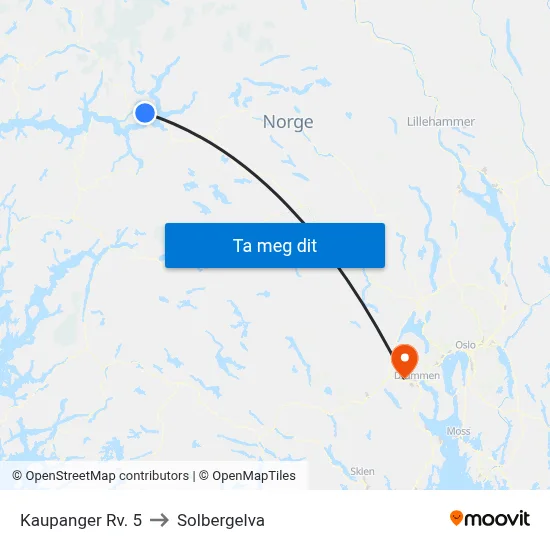 Kaupanger Rv. 5 to Solbergelva map