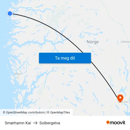 Smørhamn Kai to Solbergelva map