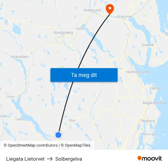 Liegata Lietorvet to Solbergelva map