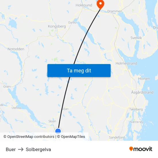 Buer to Solbergelva map