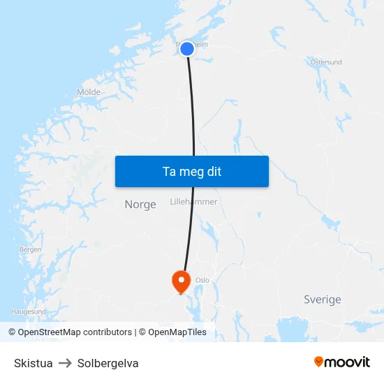 Skistua to Solbergelva map