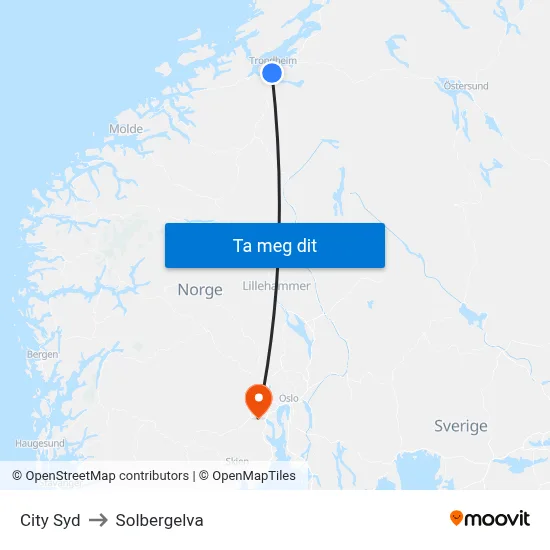 City Syd to Solbergelva map