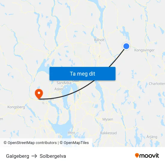 Galgeberg to Solbergelva map