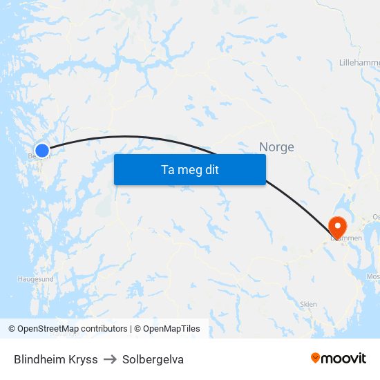Blindheim Kryss to Solbergelva map