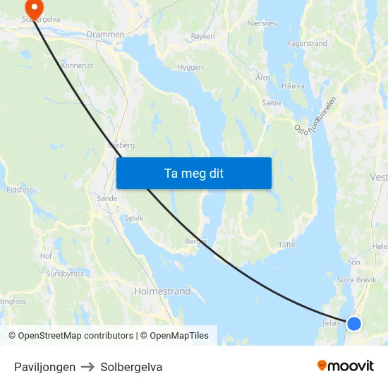 Paviljongen to Solbergelva map