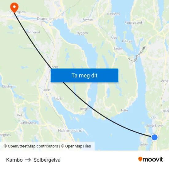 Kambo to Solbergelva map