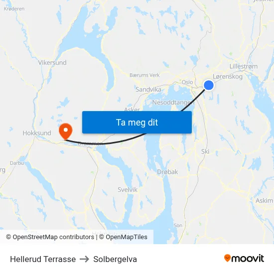 Hellerud Terrasse to Solbergelva map