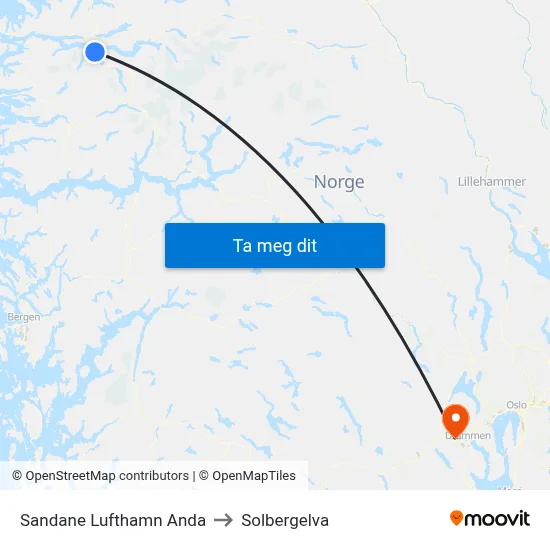 Sandane Lufthamn Anda to Solbergelva map