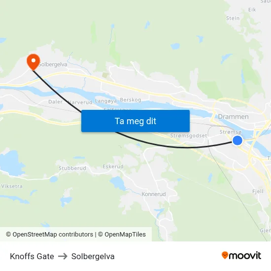 Knoffs Gate to Solbergelva map