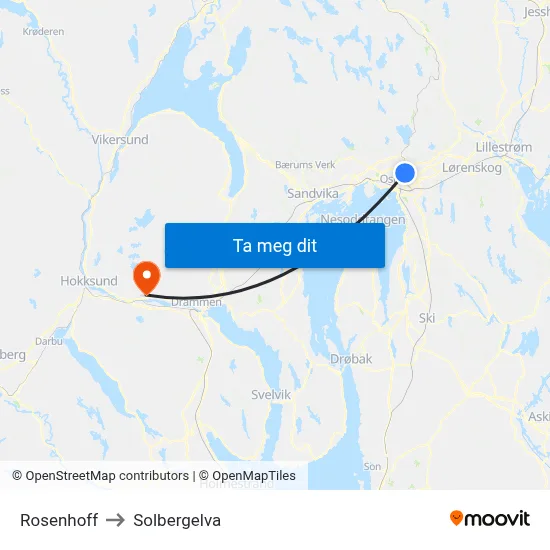 Rosenhoff to Solbergelva map