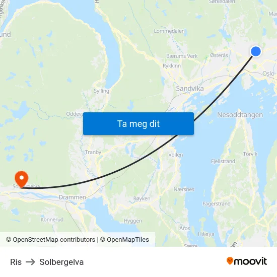 Ris to Solbergelva map