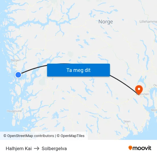 Halhjem Kai to Solbergelva map