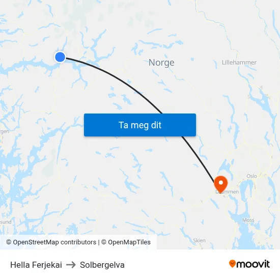 Hella Ferjekai to Solbergelva map