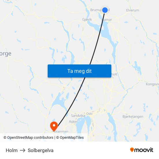 Holm to Solbergelva map