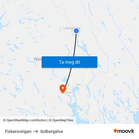 Fiskersvingen to Solbergelva map