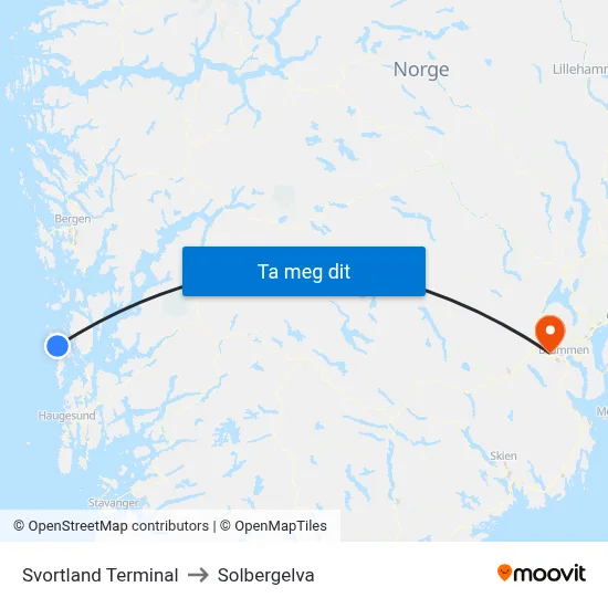 Svortland Terminal to Solbergelva map