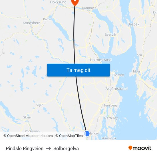 Ringveien Nygårdsveien to Solbergelva map