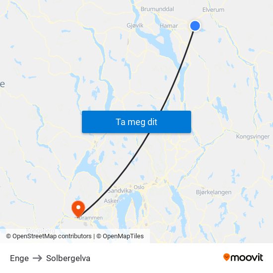 Enge to Solbergelva map