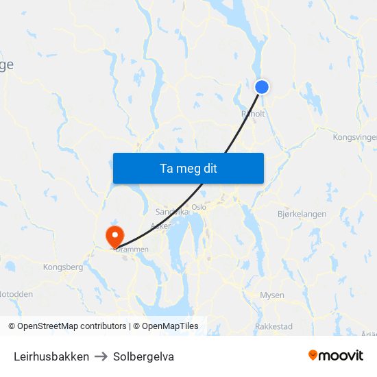 Leirhusbakken to Solbergelva map