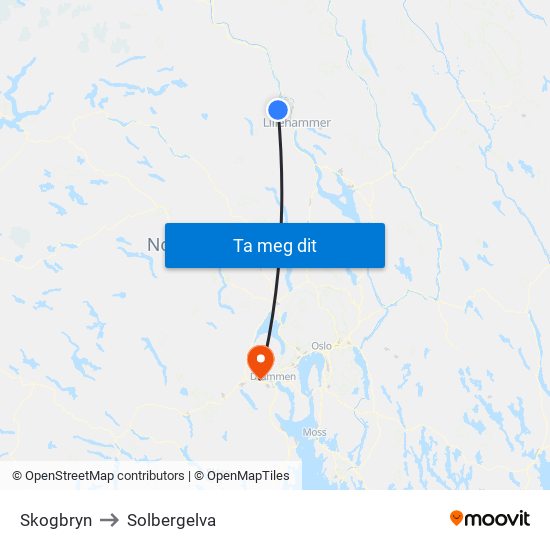 Skogbryn to Solbergelva map