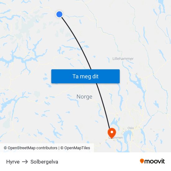 Hyrve to Solbergelva map