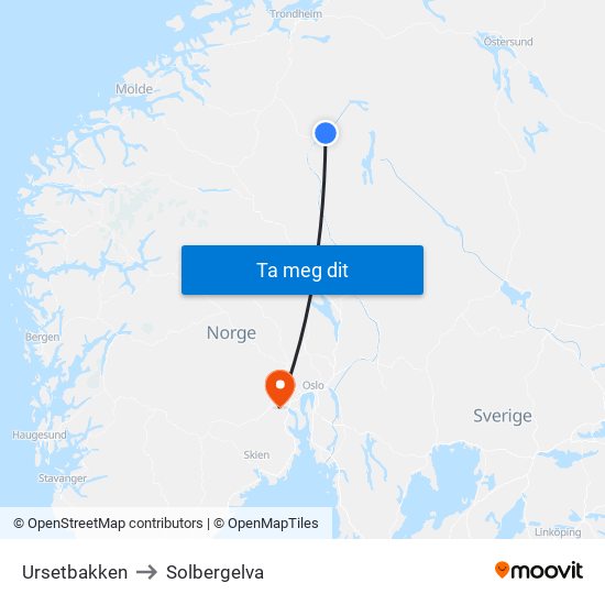 Ursetbakken to Solbergelva map