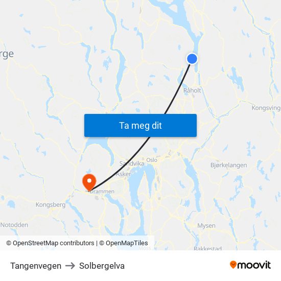 Tangenvegen to Solbergelva map