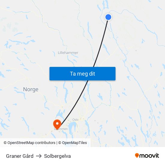 Graner Gård to Solbergelva map