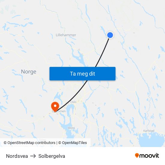 Nordsvea to Solbergelva map