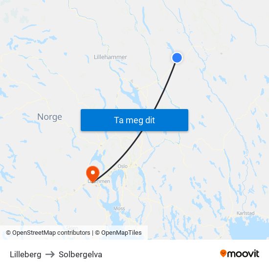 Lilleberg to Solbergelva map