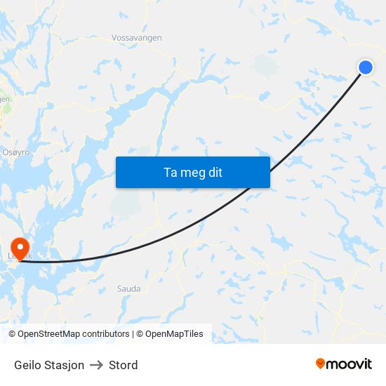 Geilo Stasjon to Stord map