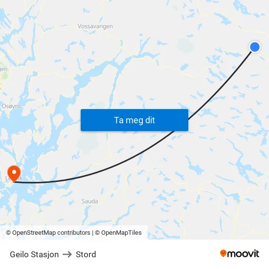 Geilo Stasjon to Stord map