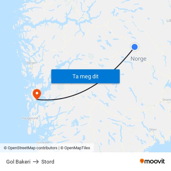 Gol Bakeri to Stord map