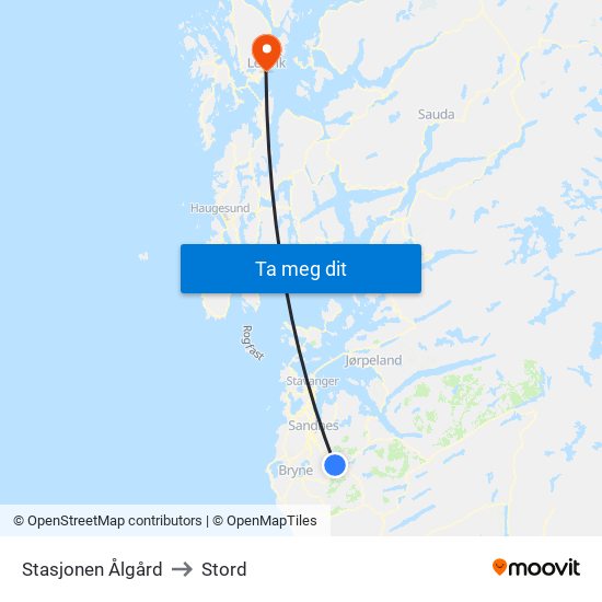 Stasjonen Ålgård to Stord map