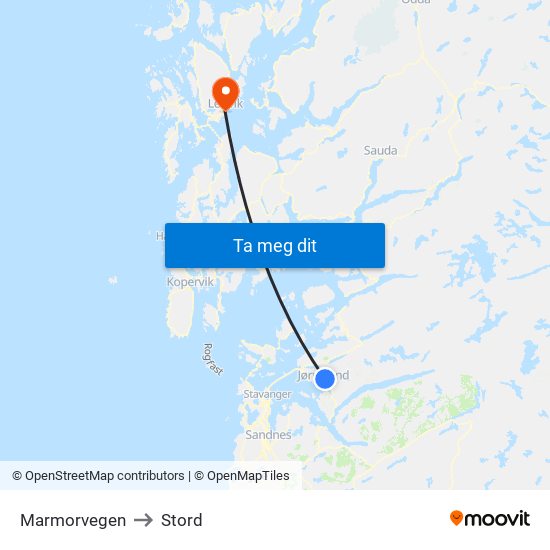 Marmorvegen to Stord map