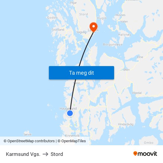 Karmsund Vgs. to Stord map