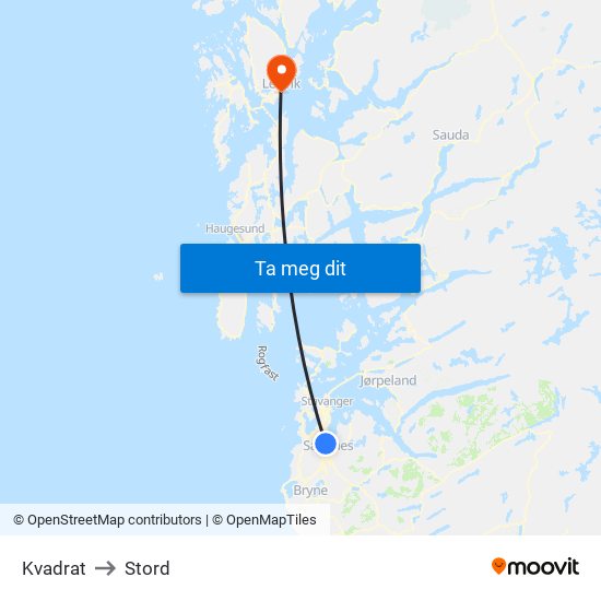 Kvadrat to Stord map