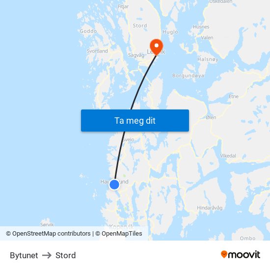 Bytunet to Stord map