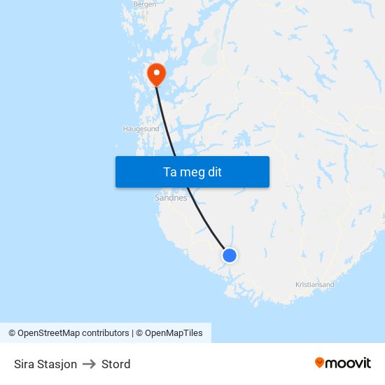 Sira Stasjon to Stord map