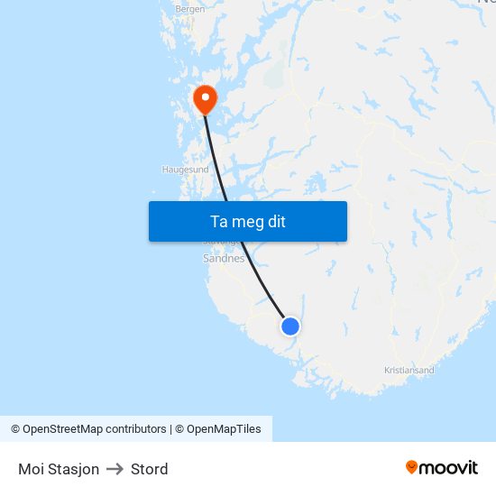 Moi Stasjon to Stord map