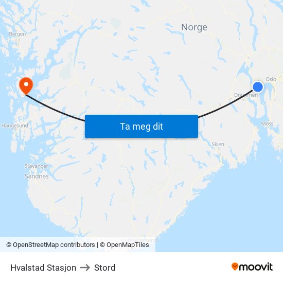 Hvalstad Stasjon to Stord map