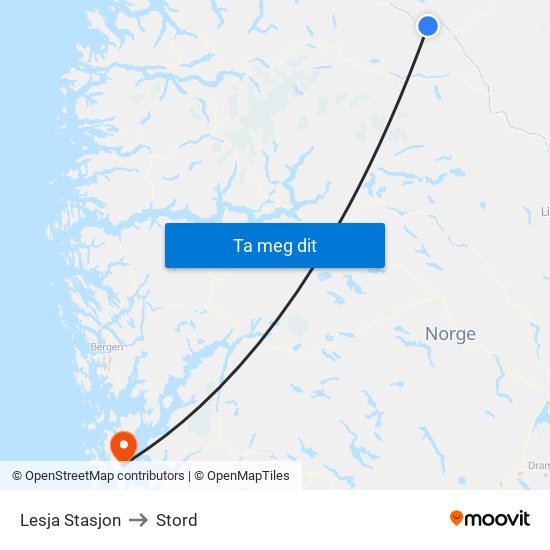 Lesja Stasjon to Stord map